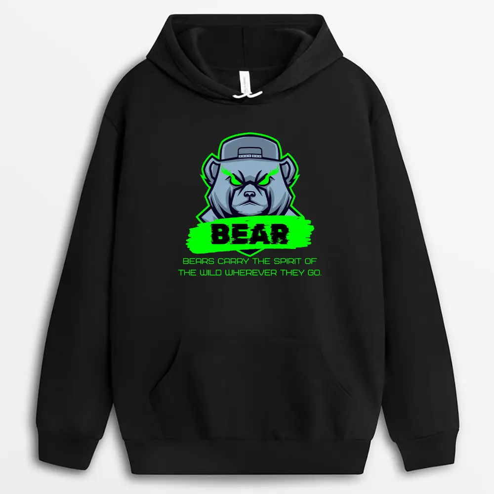 Bears Carry The Spirit Of The Wild Wherever They Go Odiextee Hoodie - Black