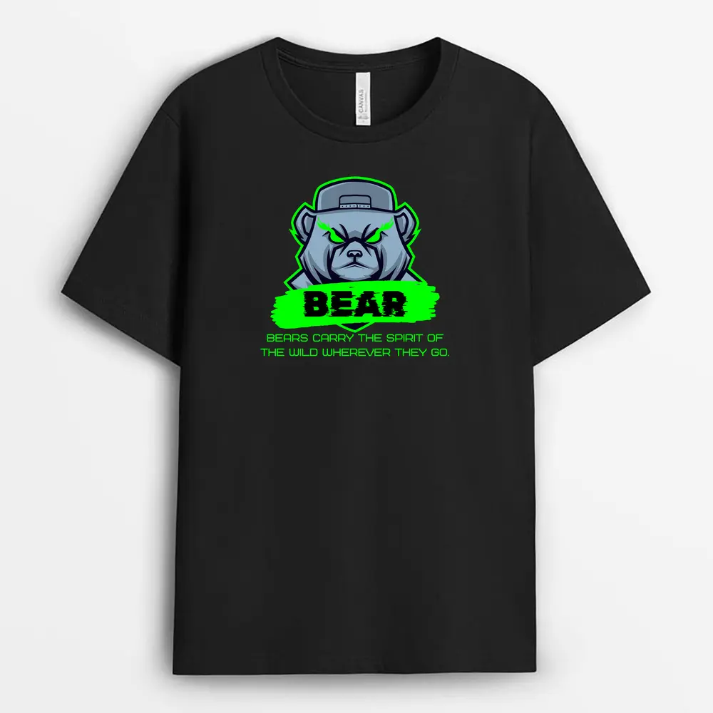 Bears Carry The Spirit Of The Wild Wherever They Go Odiextee T-Shirt - Black