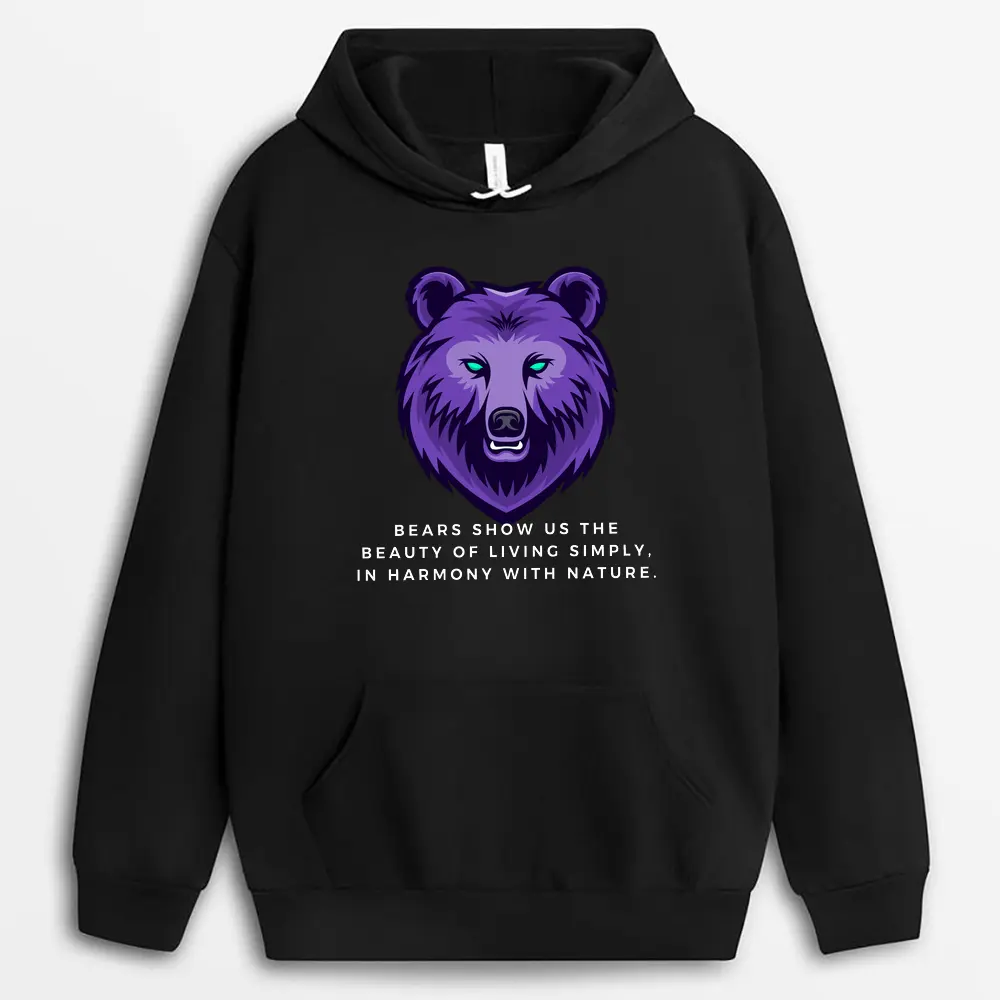 Bears Show Us The Beauty Of Living Simply In Harmony With Nature Odiextee Hoodie - Black