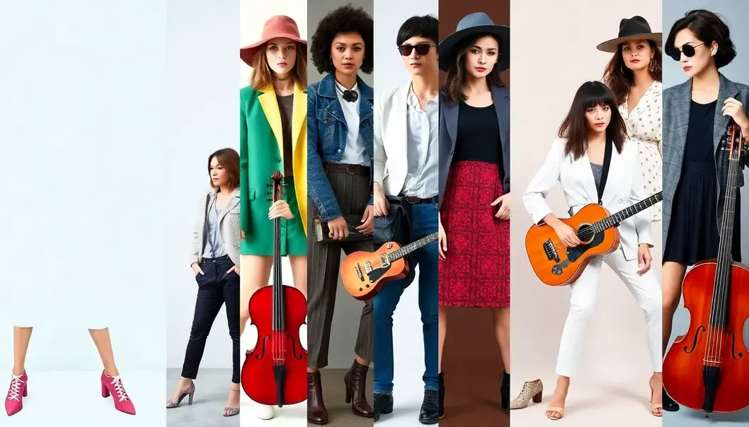 A fusion of fashion and music enhances the mood of urban style.
